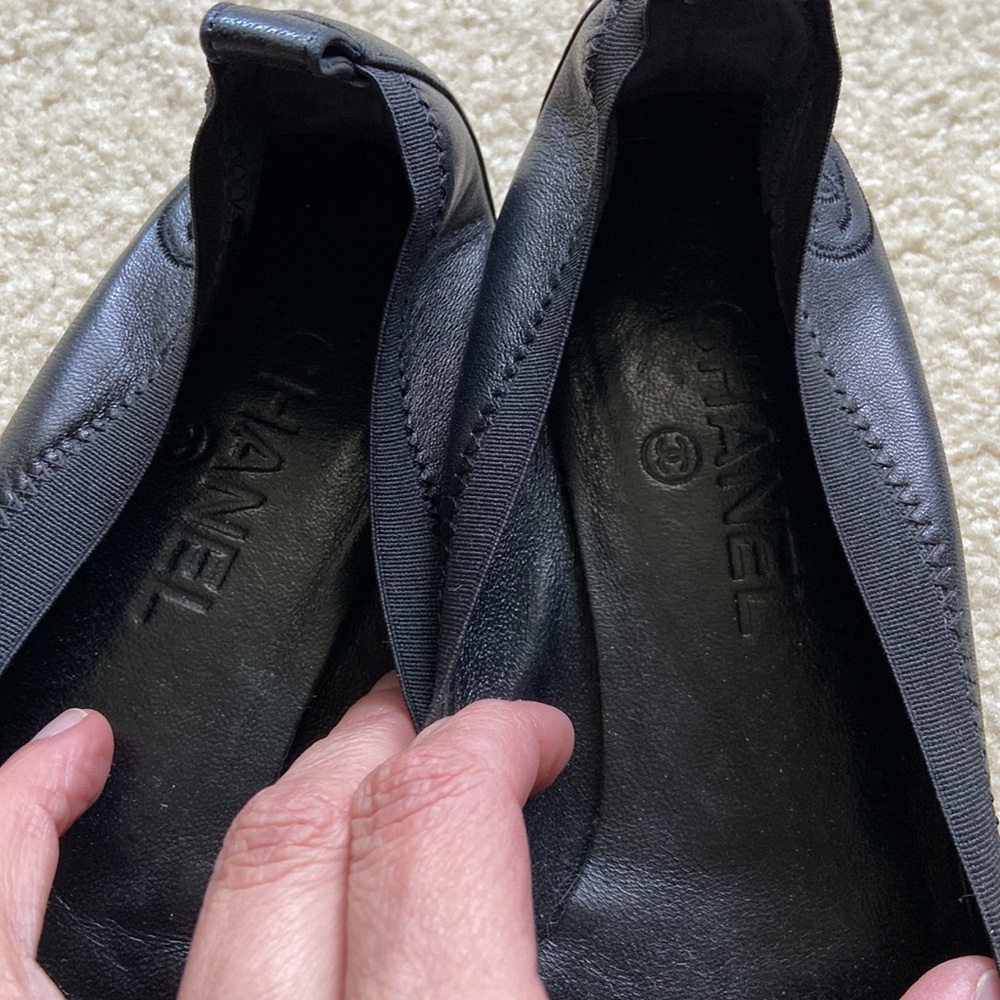 CHANEL - black flats - size 40 US10 - Picture 3 of 10